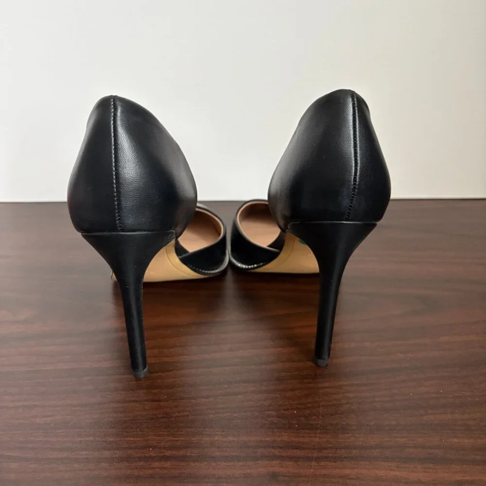 BCBGeneration Women's Harina Black Pointy Toe Silver Trim Heels Elegant Chic 8
